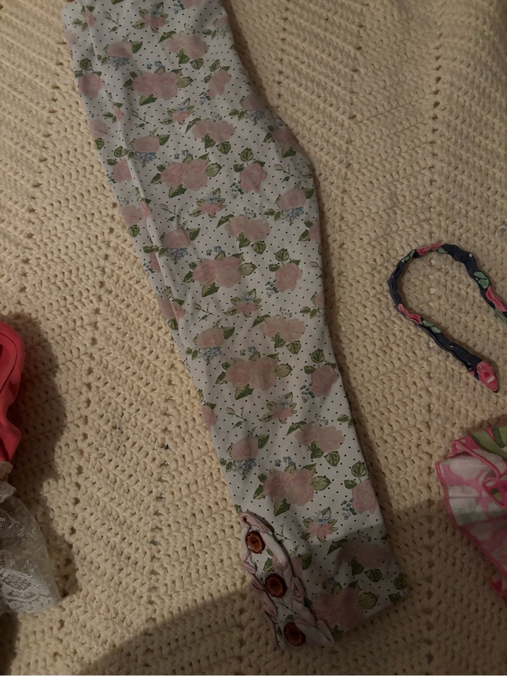 SweetHoney Pink & Green Floral Kids Leggings